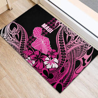 Hawaii Maui Upena Kiloi Rubber Doormat Kakau Tribal Pattern Pink Version