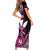 Hawaii Maui Upena Kiloi Short Sleeve Bodycon Dress Kakau Tribal Pattern Pink Version