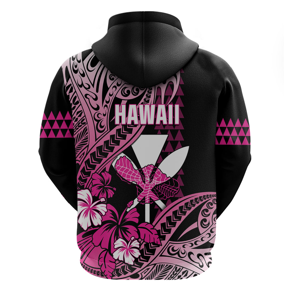 Hawaii Maui Upena Kiloi Zip Hoodie Kakau Tribal Pattern Pink Version