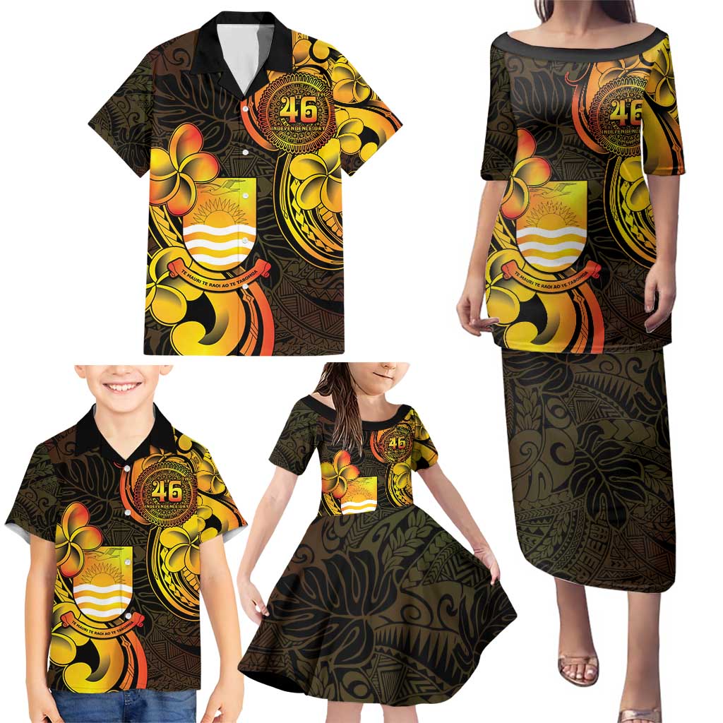 Personalised Kiribati Independence Day Family Matching Puletasi and Hawaiian Shirt 46th Anniversary