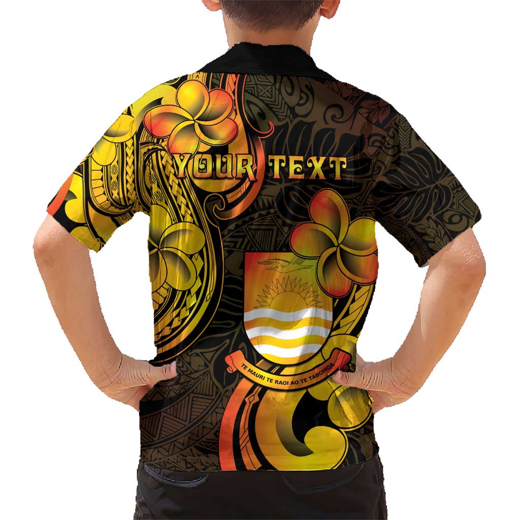 Personalised Kiribati Independence Day Family Matching Short Sleeve Bodycon Dress and Hawaiian Shirt 46th Anniversary