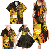 Personalised Kiribati Independence Day Family Matching Summer Maxi Dress and Hawaiian Shirt 46th Anniversary