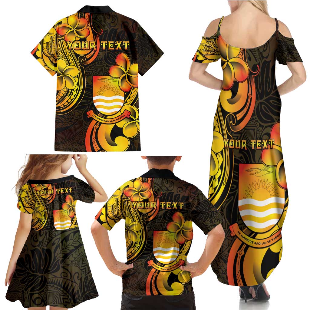 Personalised Kiribati Independence Day Family Matching Summer Maxi Dress and Hawaiian Shirt 46th Anniversary