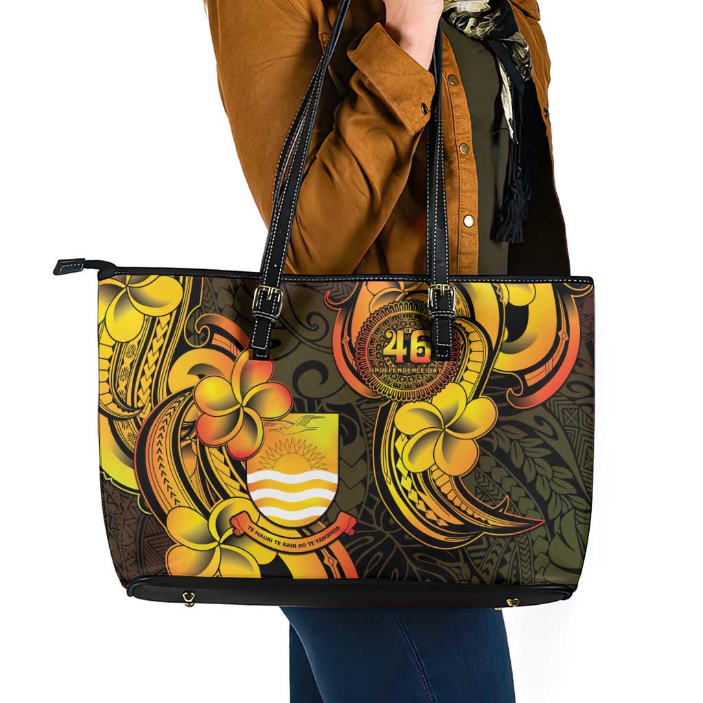 Personalised Kiribati Independence Day Leather Tote Bag 46th Anniversary