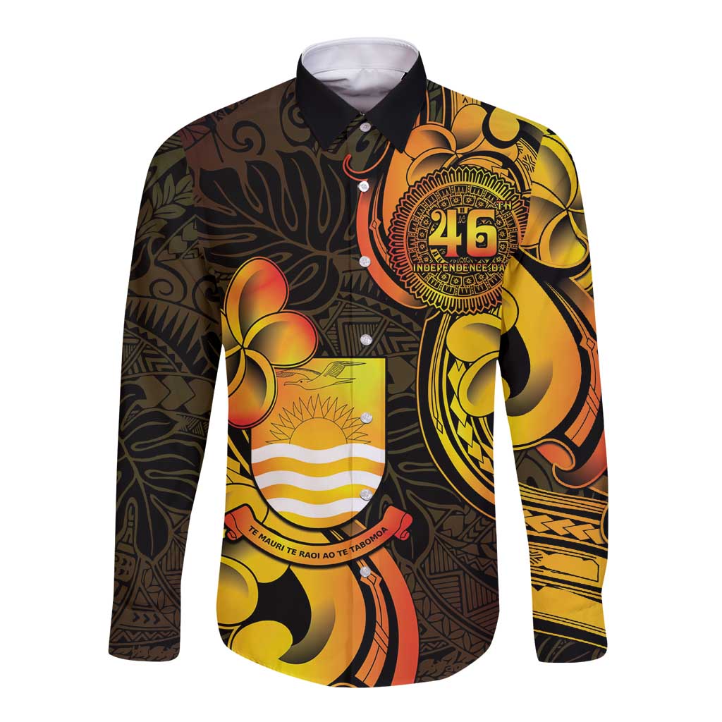 Personalised Kiribati Independence Day Long Sleeve Button Shirt 46th Anniversary