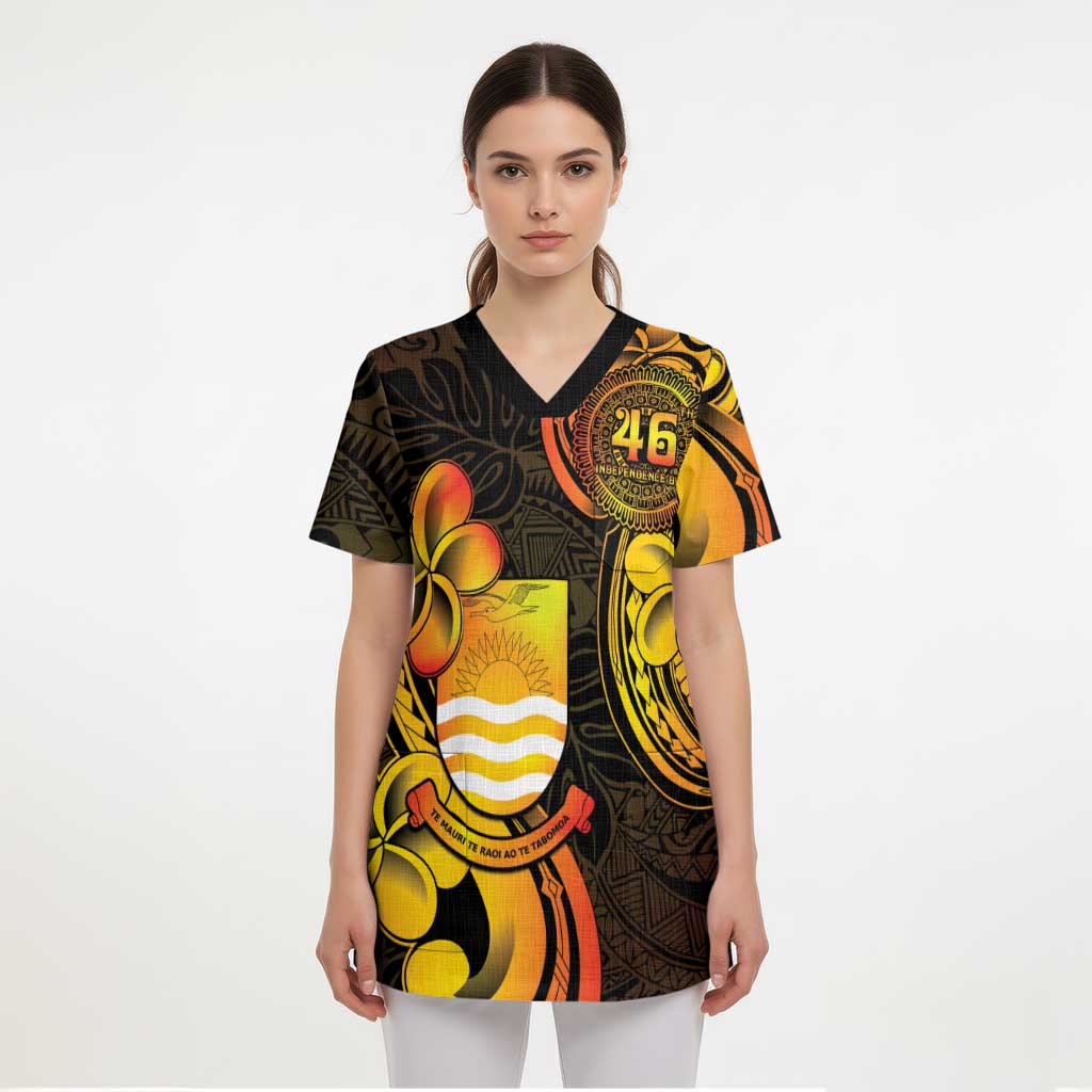 Personalised Kiribati Independence Day Scrub Top 46th Anniversary - Polynesian Pride