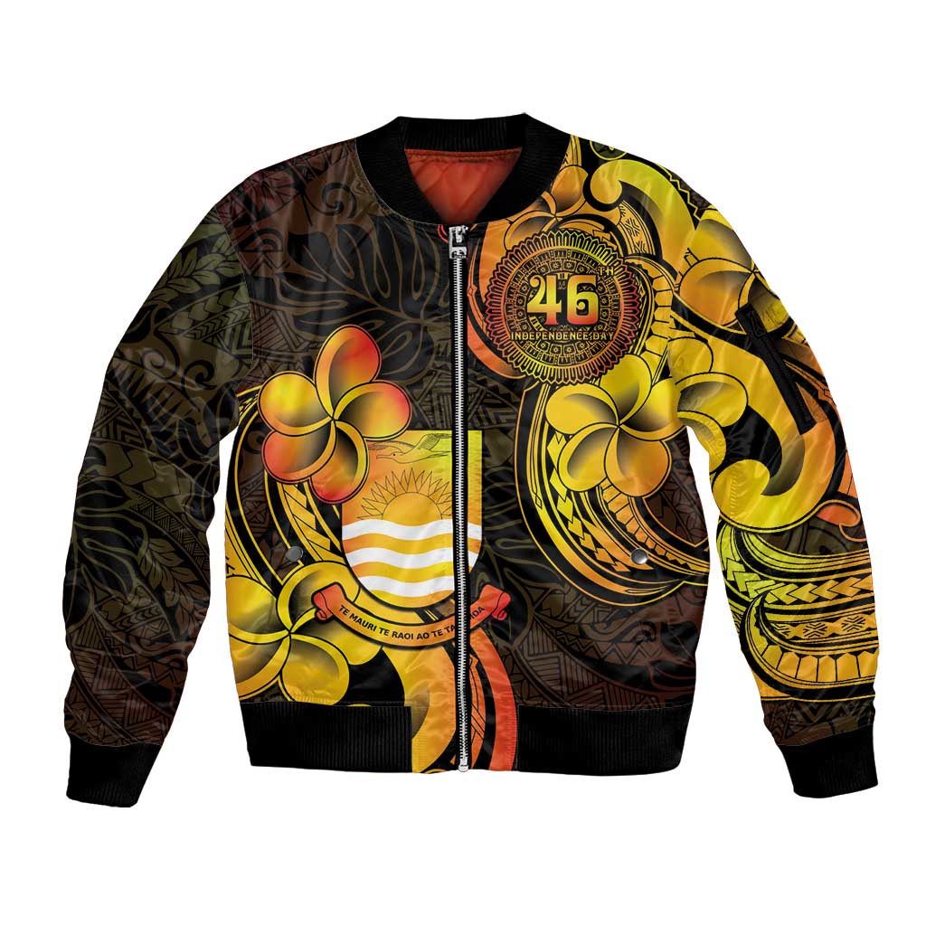 Personalised Kiribati Independence Day Sleeve Zip Bomber Jacket 46th Anniversary