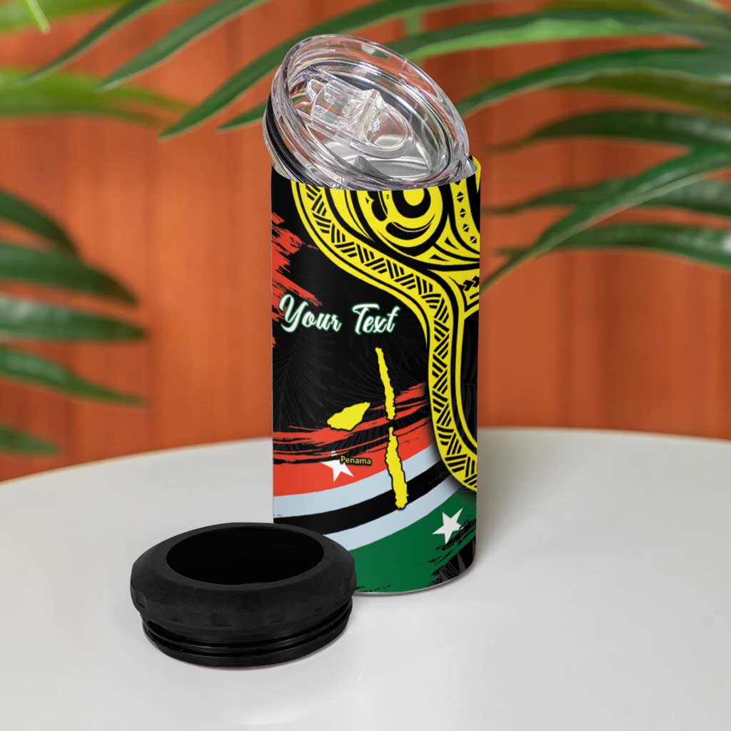Personalised Vanuatu Penama Day 4 in 1 Can Cooler Tumbler Grunge Flag Style - Polynesian Pride