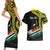 Personalised Vanuatu Penama Day Couples Matching Short Sleeve Bodycon Dress and Hawaiian Shirt Grunge Flag Style - Polynesian Pride