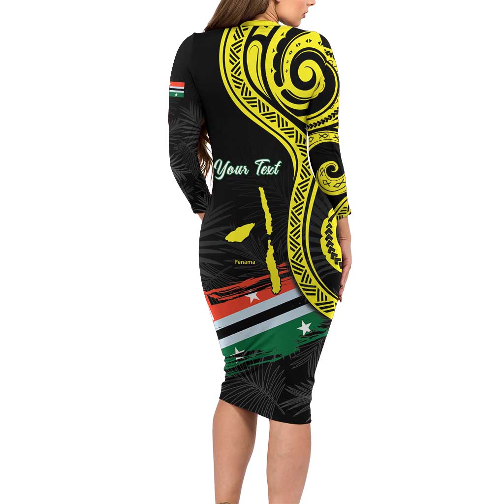 Personalised Vanuatu Penama Day Family Matching Long Sleeve Bodycon Dress and Hawaiian Shirt Grunge Flag Style LT05 - Polynesian Pride