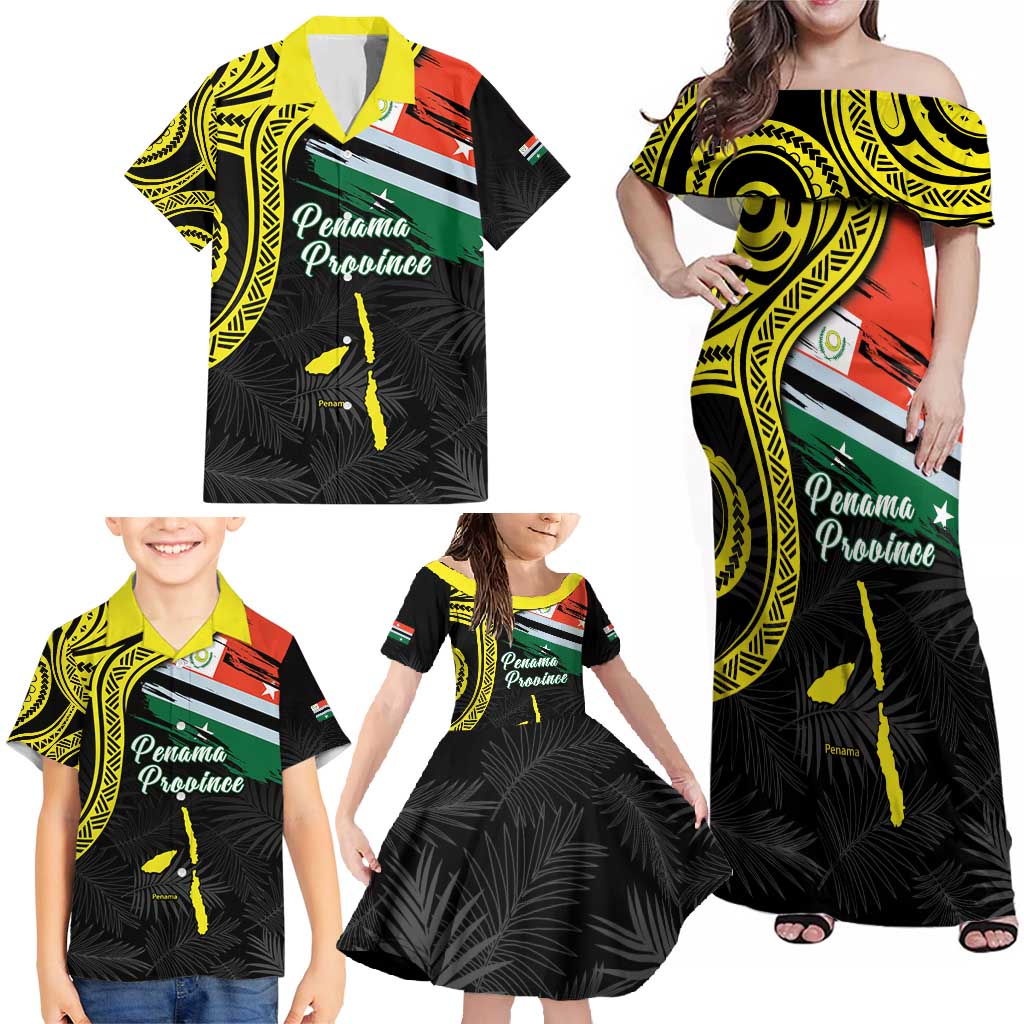 Personalised Vanuatu Penama Day Family Matching Off Shoulder Maxi Dress and Hawaiian Shirt Grunge Flag Style - Polynesian Pride
