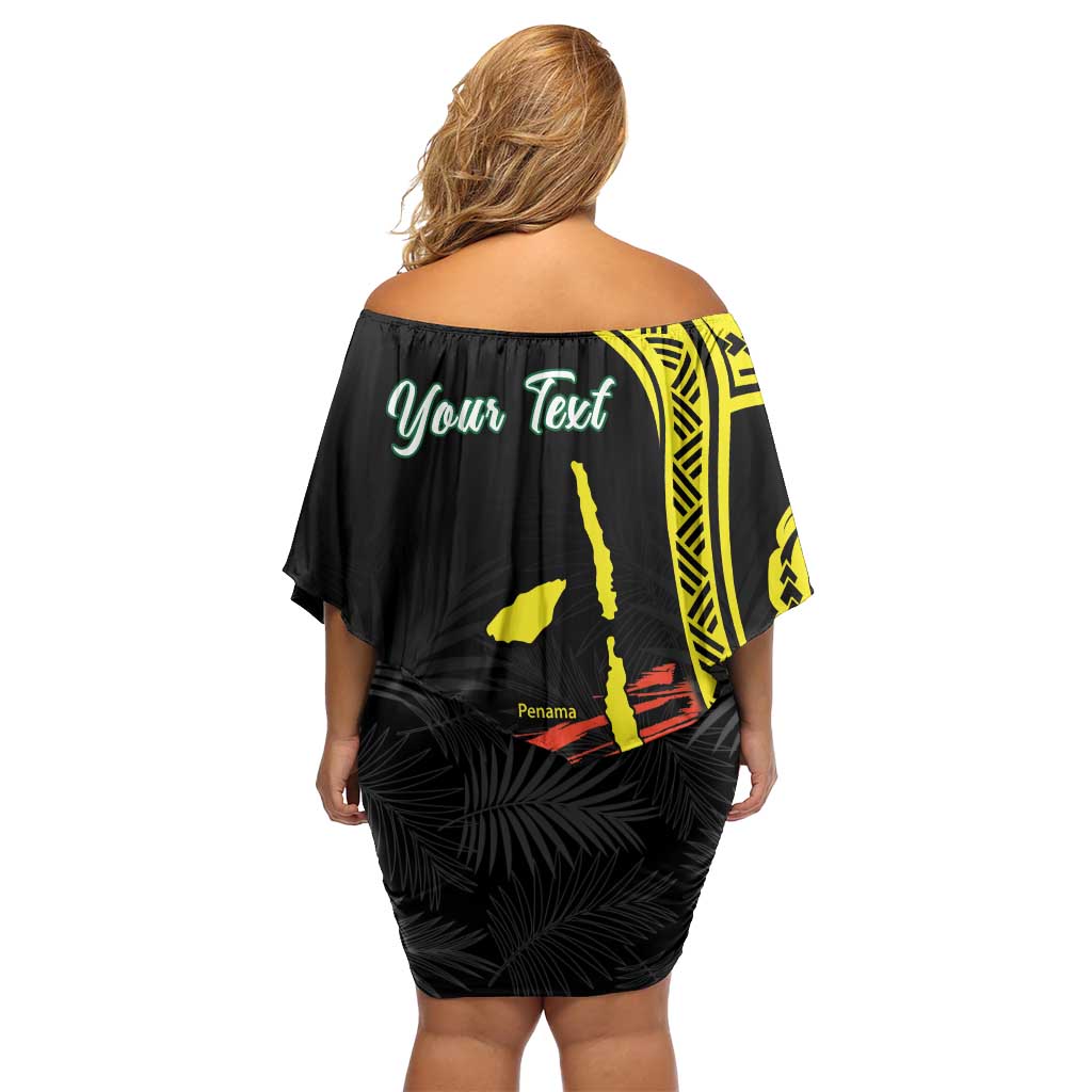 Personalised Vanuatu Penama Day Family Matching Off Shoulder Short Dress and Hawaiian Shirt Grunge Flag Style LT05 - Polynesian Pride