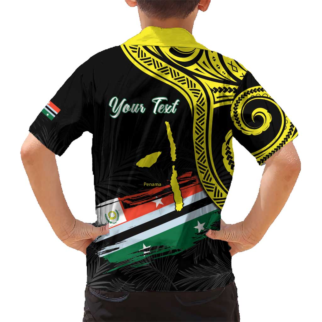 Personalised Vanuatu Penama Day Family Matching Short Sleeve Bodycon Dress and Hawaiian Shirt Grunge Flag Style LT05 - Polynesian Pride