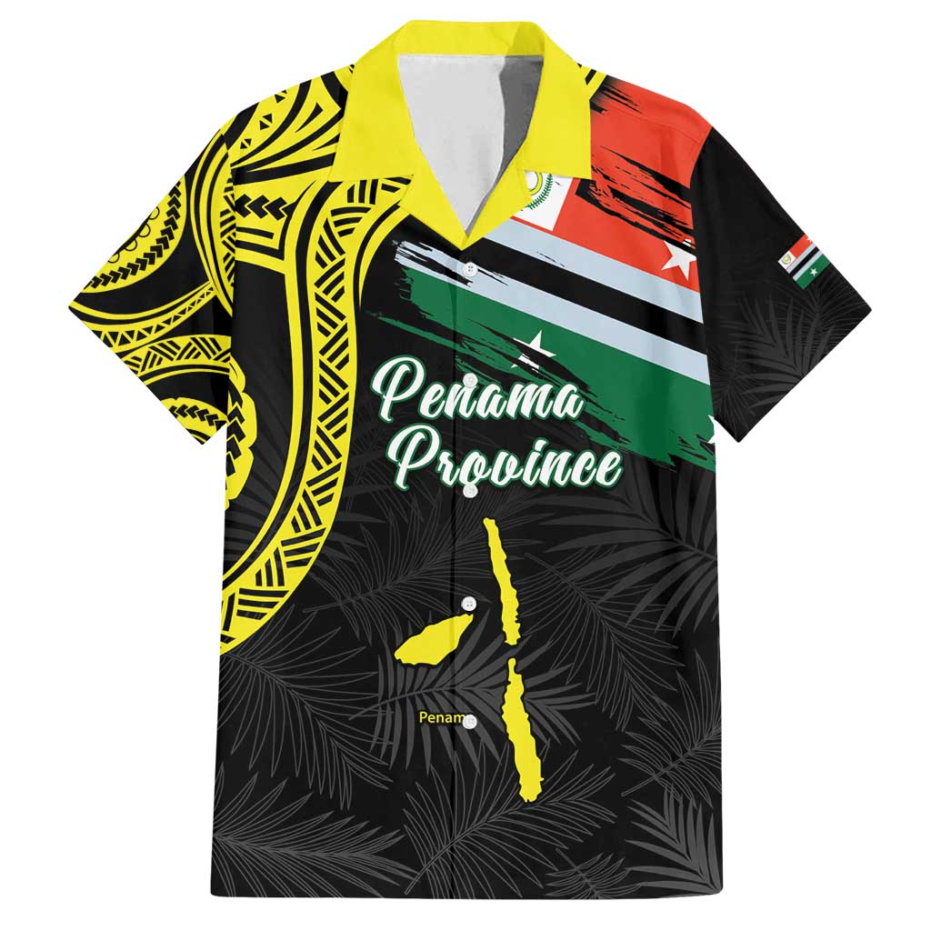 Personalised Vanuatu Penama Day Family Matching Summer Maxi Dress and Hawaiian Shirt Grunge Flag Style LT05 Dad's Shirt - Short Sleeve Black - Polynesian Pride