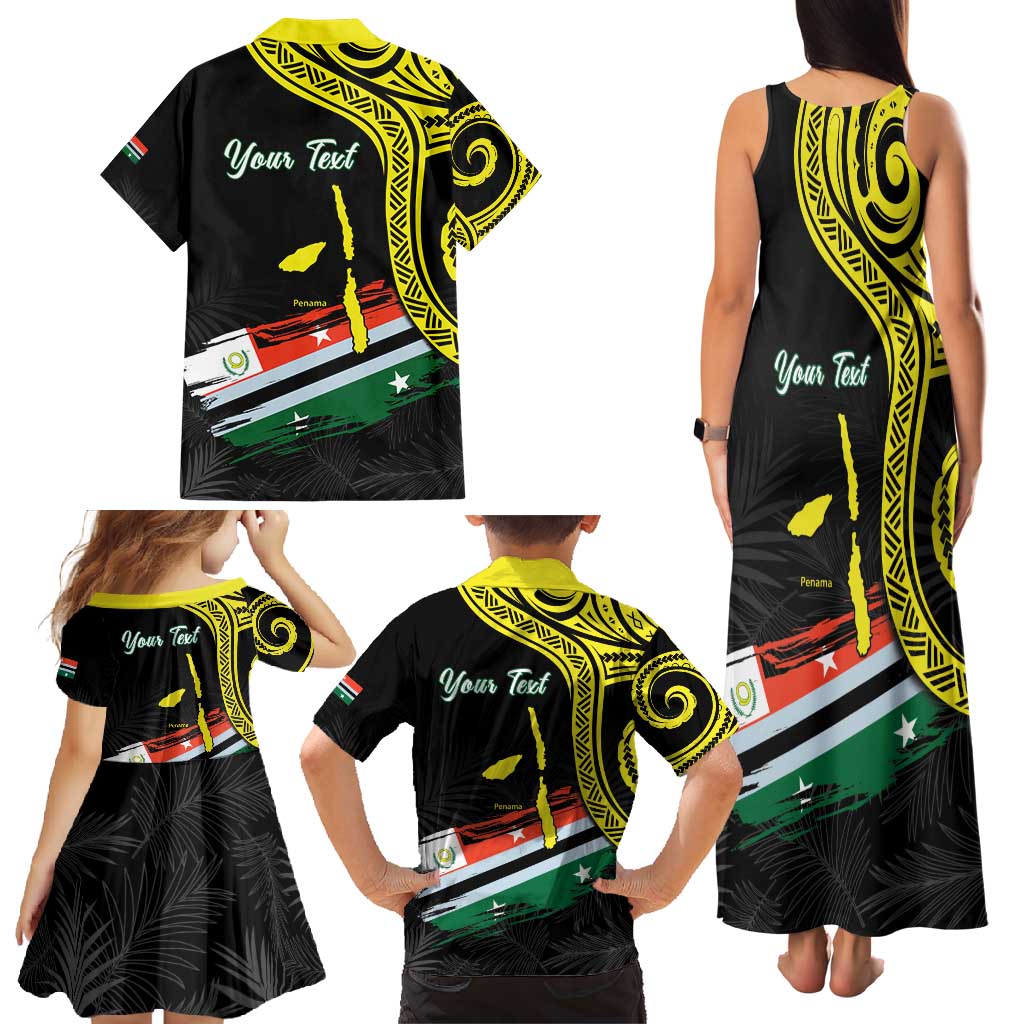Personalised Vanuatu Penama Day Family Matching Tank Maxi Dress and Hawaiian Shirt Grunge Flag Style - Polynesian Pride