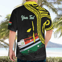 Personalised Vanuatu Penama Day Hawaiian Shirt Grunge Flag Style - Polynesian Pride