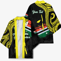 Personalised Vanuatu Penama Day Kimono Grunge Flag Style - Polynesian Pride