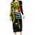 Personalised Vanuatu Penama Day Long Sleeve Bodycon Dress Grunge Flag Style - Polynesian Pride