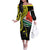 Personalised Vanuatu Penama Day Off The Shoulder Long Sleeve Dress Grunge Flag Style - Polynesian Pride