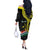 Personalised Vanuatu Penama Day Off The Shoulder Long Sleeve Dress Grunge Flag Style - Polynesian Pride