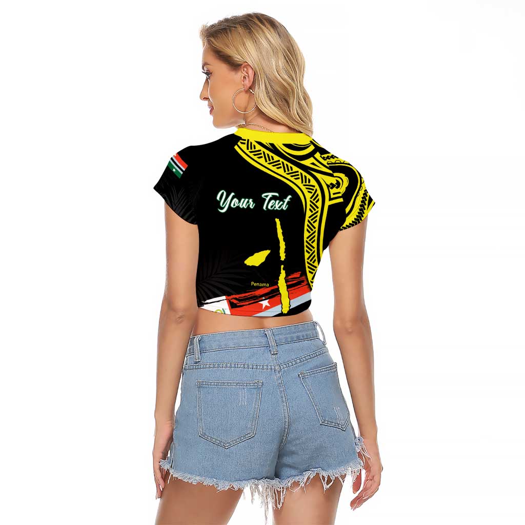 Personalised Vanuatu Penama Day Raglan Cropped T Shirt Grunge Flag Style - Polynesian Pride