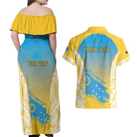 Personalised Vanuatu Sanma Day Couples Matching Off Shoulder Maxi Dress and Hawaiian Shirt Special Style LT05 - Polynesian Pride