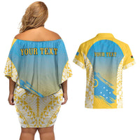 Personalised Vanuatu Sanma Day Couples Matching Off Shoulder Short Dress and Hawaiian Shirt Special Style LT05 - Polynesian Pride