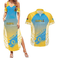 Personalised Vanuatu Sanma Day Couples Matching Summer Maxi Dress and Hawaiian Shirt Special Style LT05 Yellow - Polynesian Pride