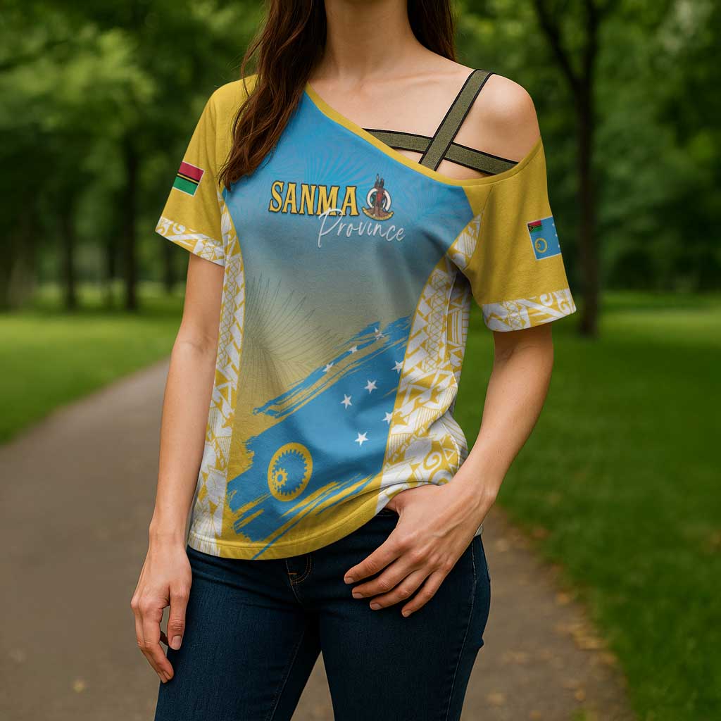Personalised Vanuatu Sanma Day Cross Shoulder Shirt Special Style LT05 - Polynesian Pride
