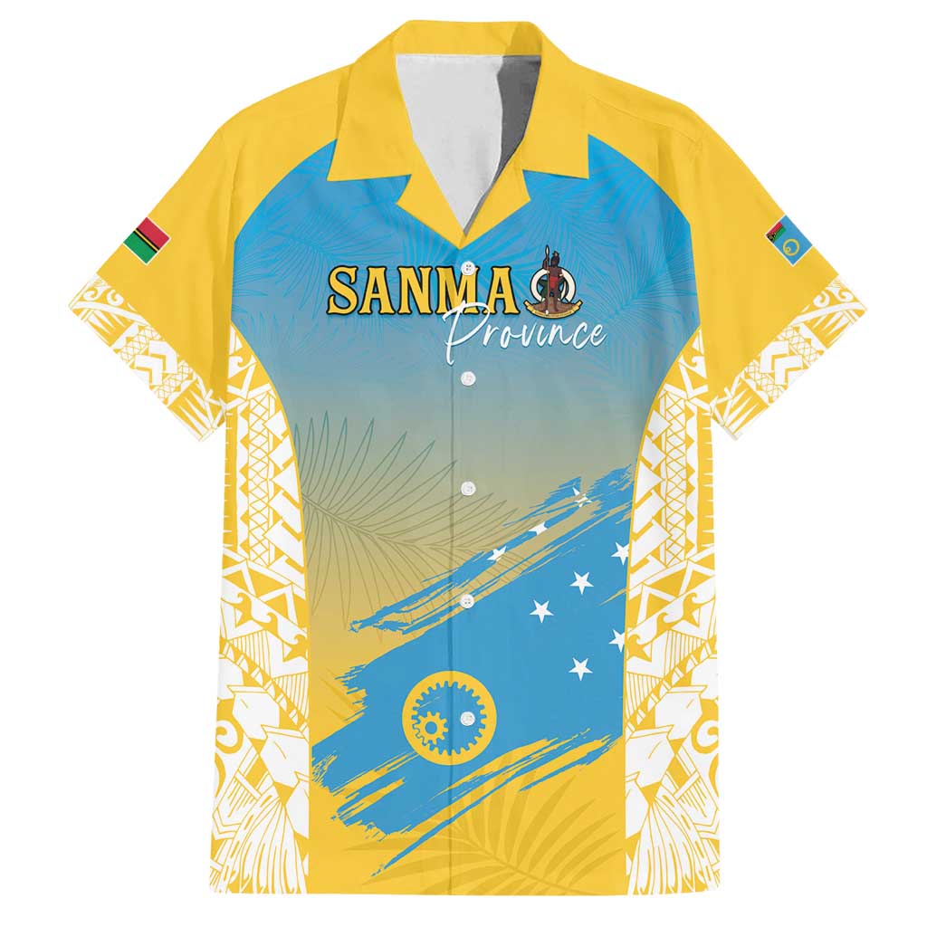 Personalised Vanuatu Sanma Day Family Matching Long Sleeve Bodycon Dress and Hawaiian Shirt Special Style LT05 Dad's Shirt - Short Sleeve Yellow - Polynesian Pride