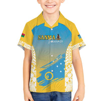 Personalised Vanuatu Sanma Day Family Matching Long Sleeve Bodycon Dress and Hawaiian Shirt Special Style LT05 Son's Shirt Yellow - Polynesian Pride