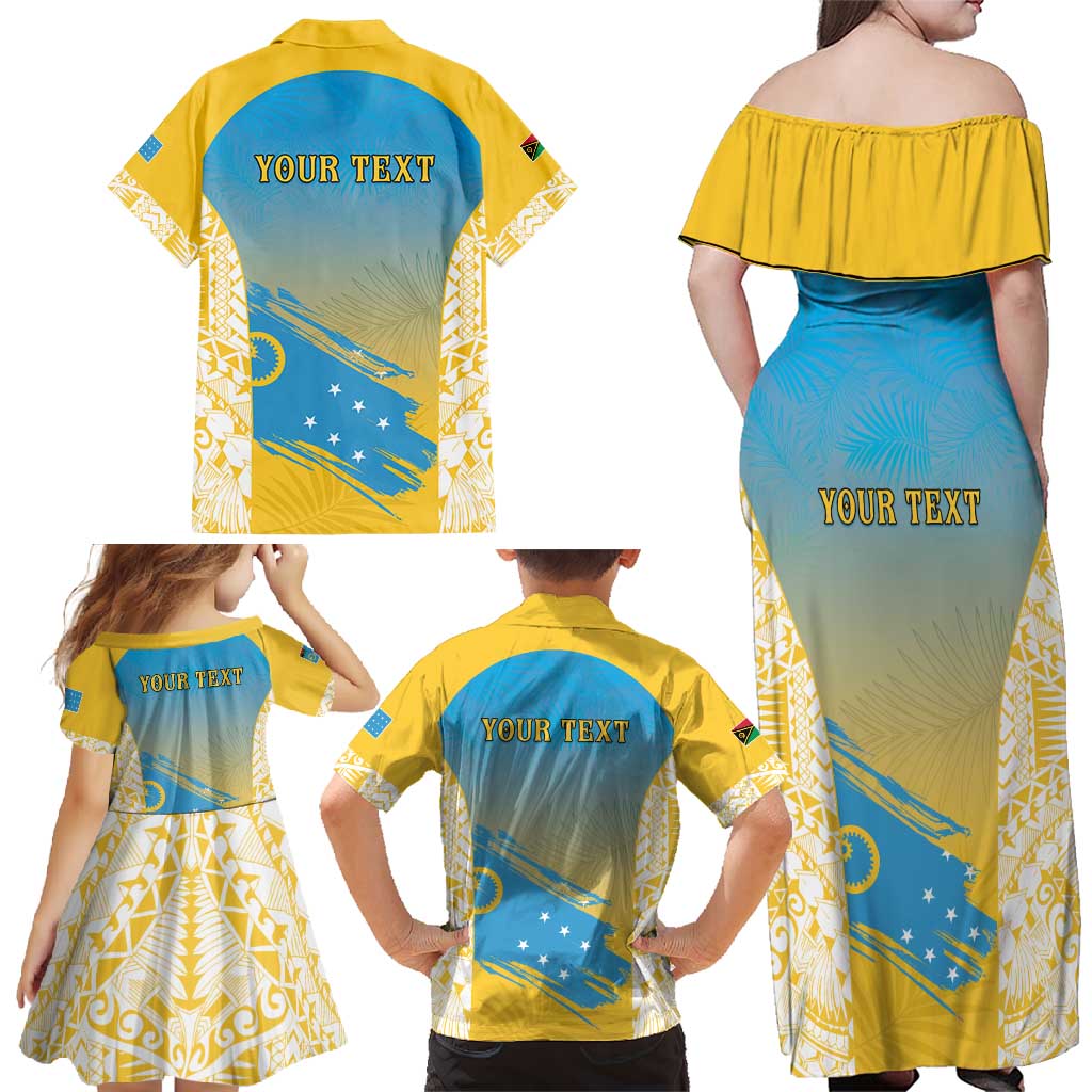 Personalised Vanuatu Sanma Day Family Matching Off Shoulder Maxi Dress and Hawaiian Shirt Special Style - Polynesian Pride