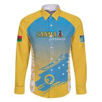 Personalised Vanuatu Sanma Day Family Matching Short Sleeve Bodycon Dress and Hawaiian Shirt Special Style LT05 Dad's Shirt - Long Sleeve Yellow - Polynesian Pride