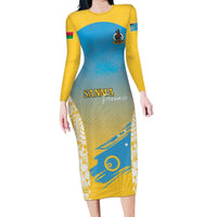 Personalised Vanuatu Sanma Day Long Sleeve Bodycon Dress Special Style - Polynesian Pride