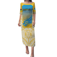 Personalised Vanuatu Sanma Day Puletasi Special Style LT05 Long Dress Yellow - Polynesian Pride