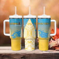 Personalised Vanuatu Sanma Day Tumbler With Handle Special Style - Polynesian Pride
