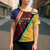 Love Torba PNG Day Cross Shoulder Shirt Together We Grow - Polynesian Pride