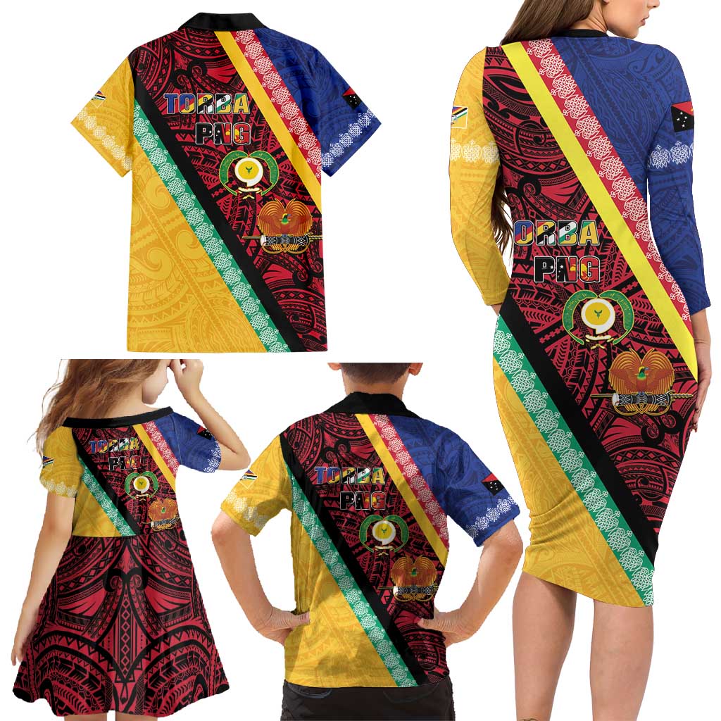 Love Torba PNG Day Family Matching Long Sleeve Bodycon Dress and Hawaiian Shirt Together We Grow - Polynesian Pride