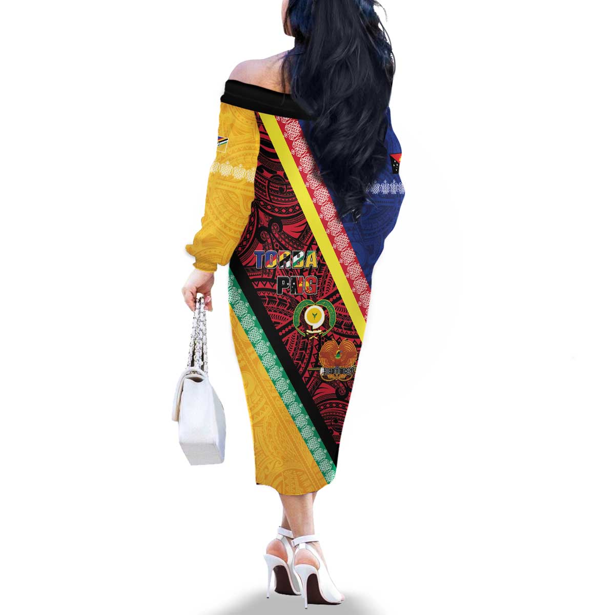 Love Torba PNG Day Family Matching Off The Shoulder Long Sleeve Dress and Hawaiian Shirt Together We Grow - Polynesian Pride