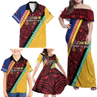 Love Torba PNG Day Family Matching Off Shoulder Maxi Dress and Hawaiian Shirt Together We Grow - Polynesian Pride