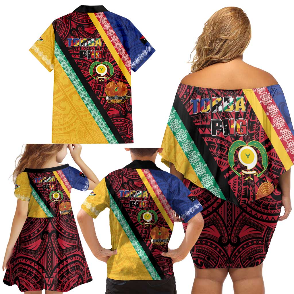 Love Torba PNG Day Family Matching Off Shoulder Short Dress and Hawaiian Shirt Together We Grow - Polynesian Pride