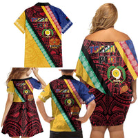 Love Torba PNG Day Family Matching Off Shoulder Short Dress and Hawaiian Shirt Together We Grow - Polynesian Pride