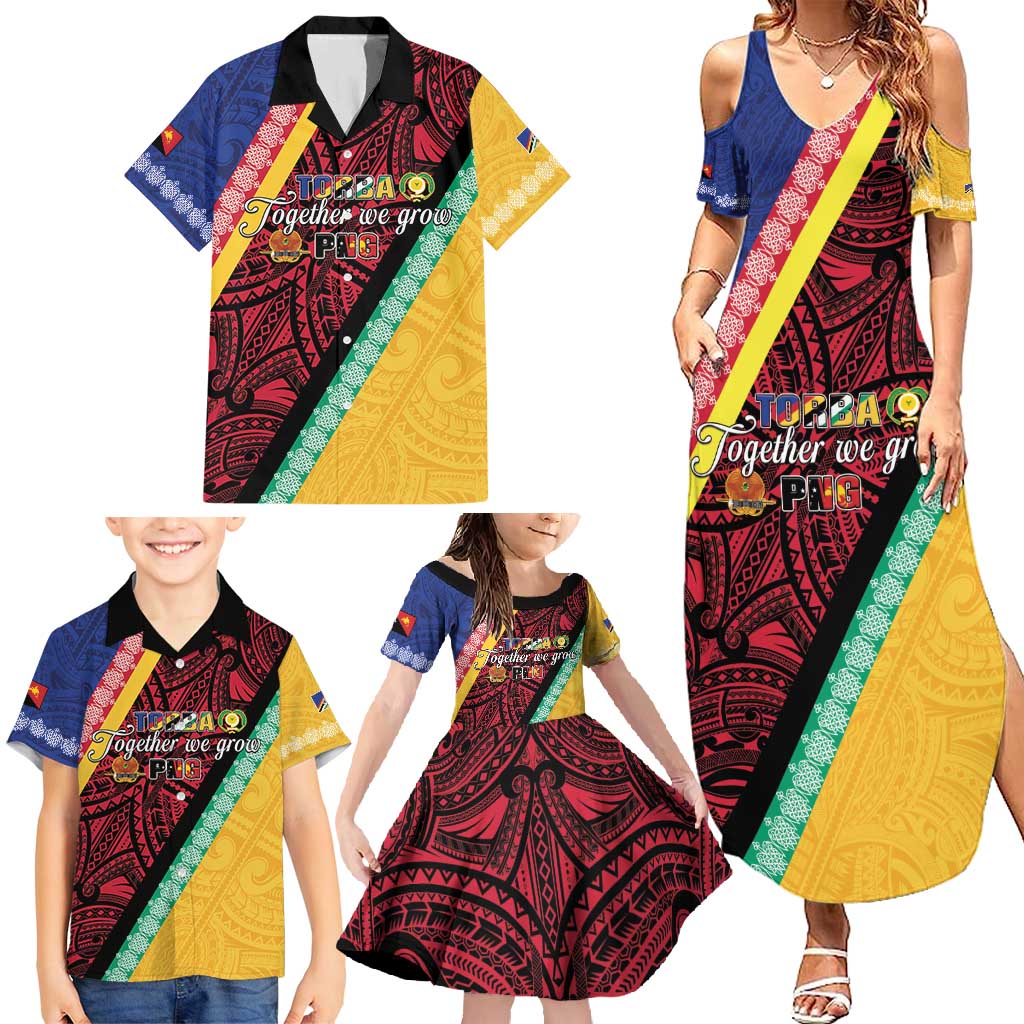 Love Torba PNG Day Family Matching Summer Maxi Dress and Hawaiian Shirt Together We Grow - Polynesian Pride