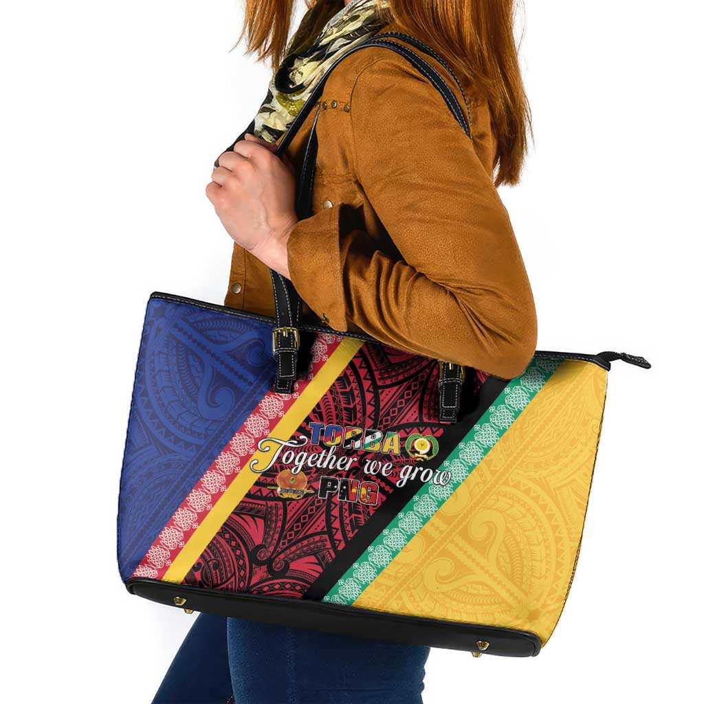 Love Torba PNG Day Leather Tote Bag Together We Grow - Polynesian Pride