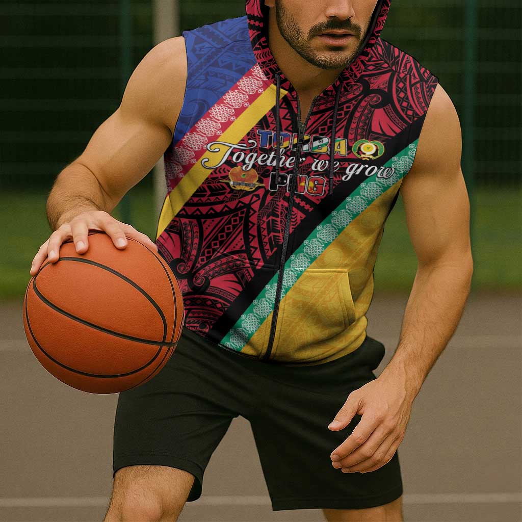 Love Torba PNG Day Sleeveless Zip Hoodie Together We Grow - Polynesian Pride