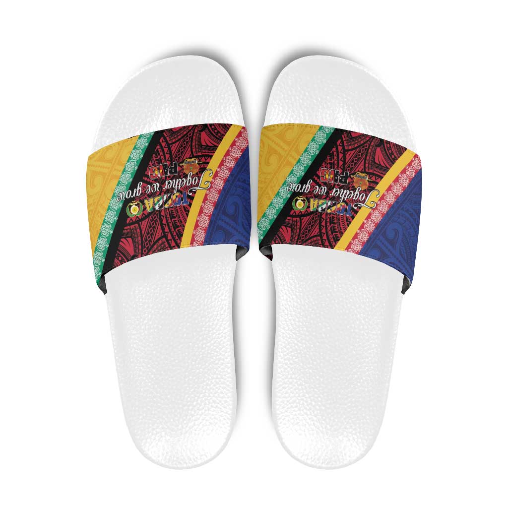 Love Torba PNG Day Slide Sandals Together We Grow - Polynesian Pride