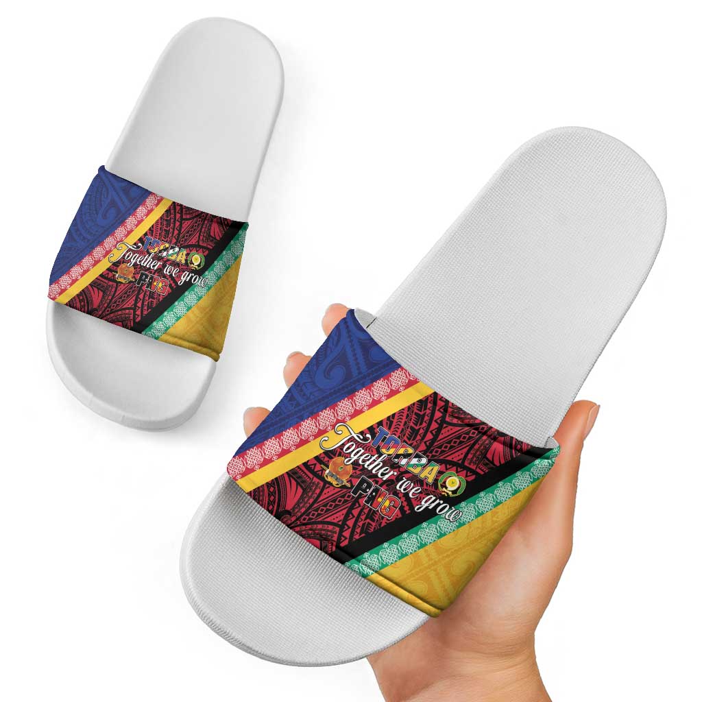 Love Torba PNG Day Slide Sandals Together We Grow - Polynesian Pride
