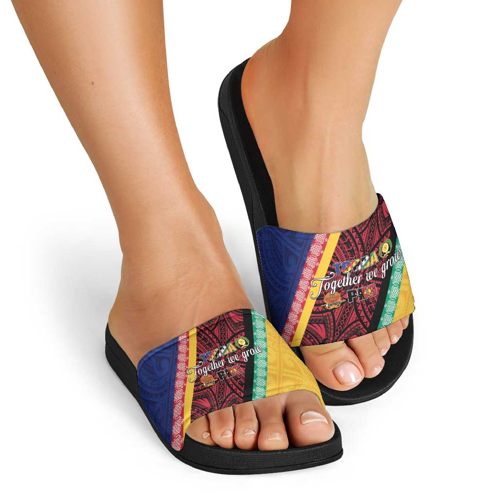 Love Torba PNG Day Slide Sandals Together We Grow - Polynesian Pride