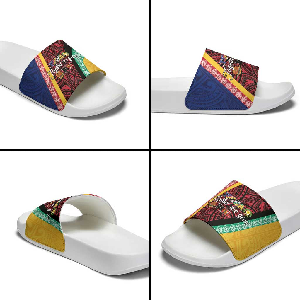 Love Torba PNG Day Slide Sandals Together We Grow - Polynesian Pride