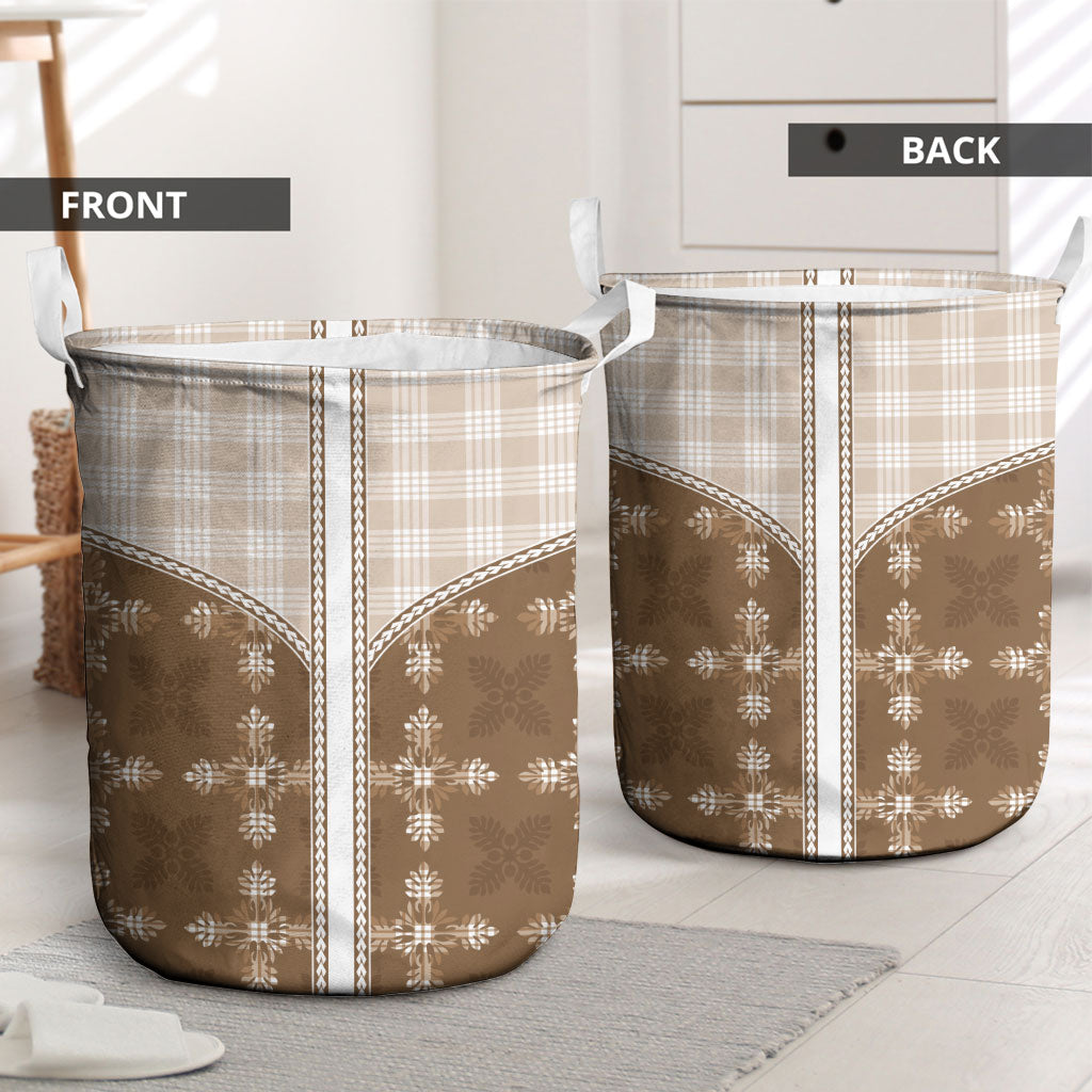 Beige Hawaii Paniolo Quilt Motif Laundry Basket LT05 - Polynesian Pride